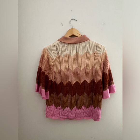 Amos Short-Sleeve Wavy Stripe Cardigan - Picture 4 of 6